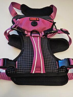 Kong Waste Bag Harness Nylon Pink & black w/ reflective trim, size L